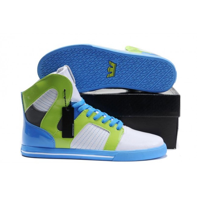 New Supra Shoes II White Green Blue