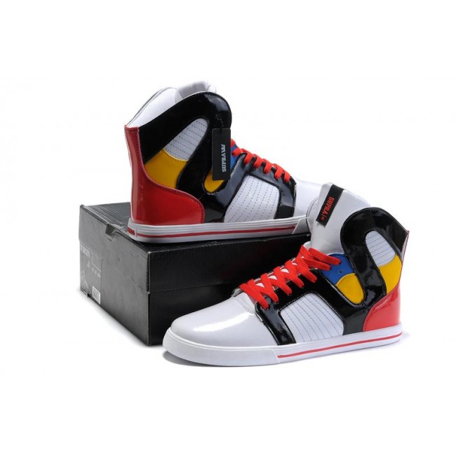 New Supra Shoes II White Red Black Yellow