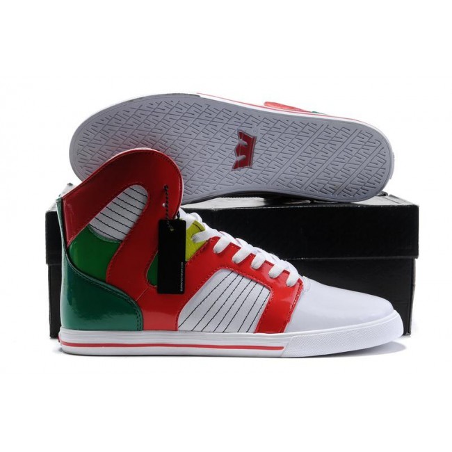 New Supra Shoes II White Red Green