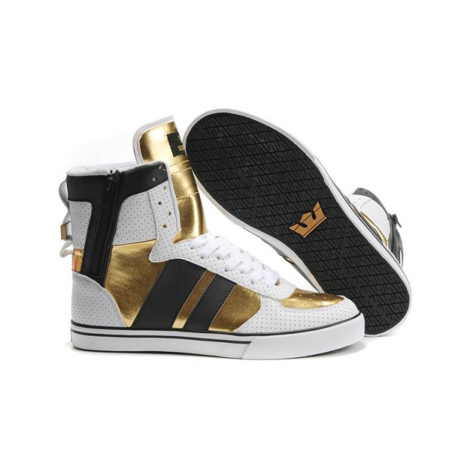 Supra Shoes With Zipper Men's Shoes Black/White/Gold-Black