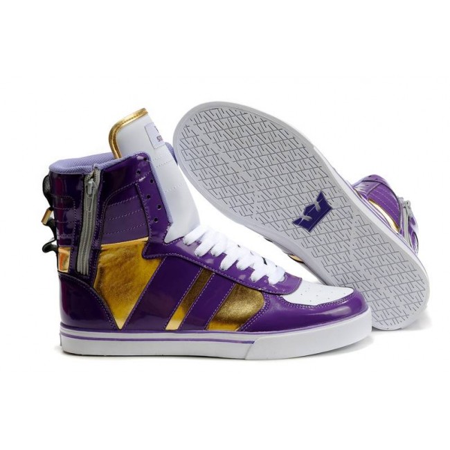 Supra Shoes With Zipper Men's Shoes Purple/Gold-White