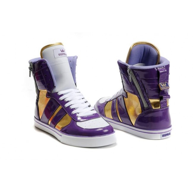 Supra Shoes With Zipper Women's Shoes Purple/Gold-White