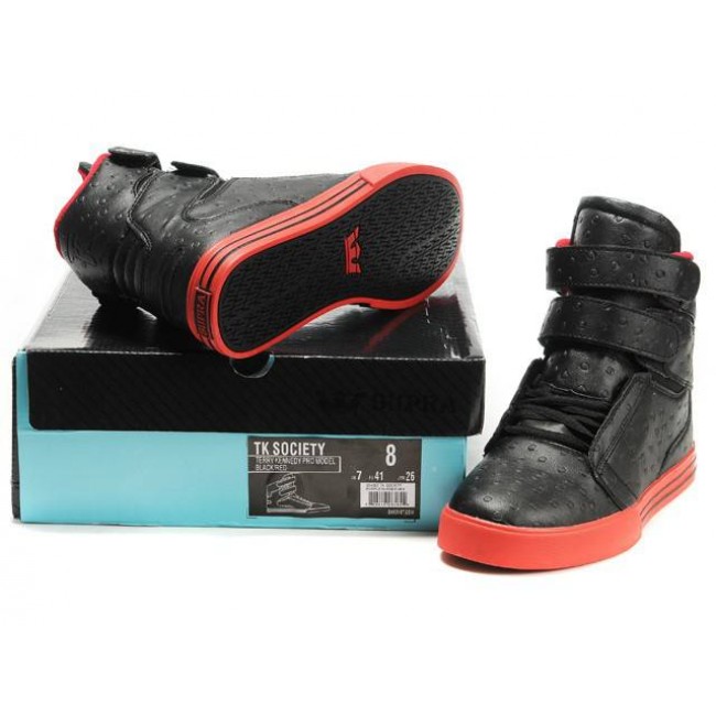 Supra Tk Society For Girls Black Perf Leather-Orange/Red Shoes